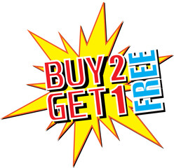 Buy two get one free label design
