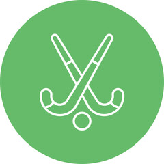 Field Hockey Stick and Ball Line Icon