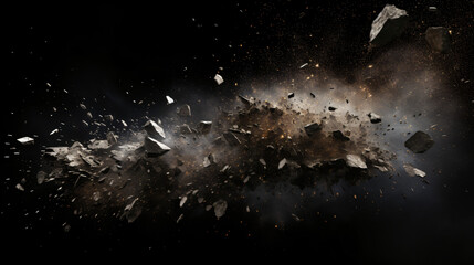 Artificial Intelligence rendered debris with dust - obrazy, fototapety, plakaty