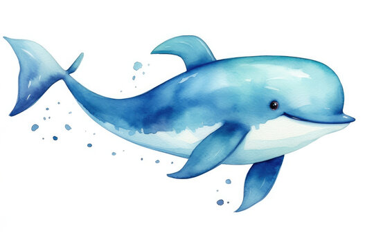 Sea fish water underwater illustration blue ocean mammal animal wildlife nature watercolor whale