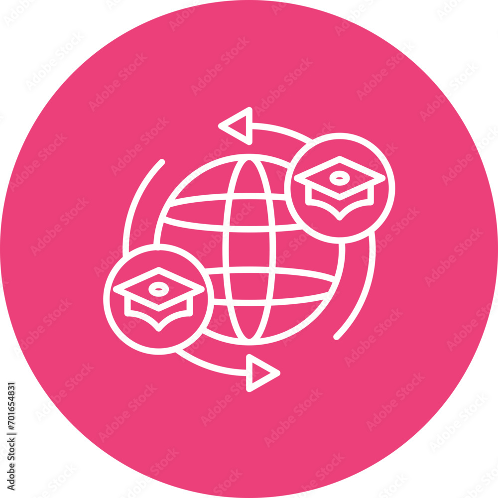 Poster exchange student program line icon