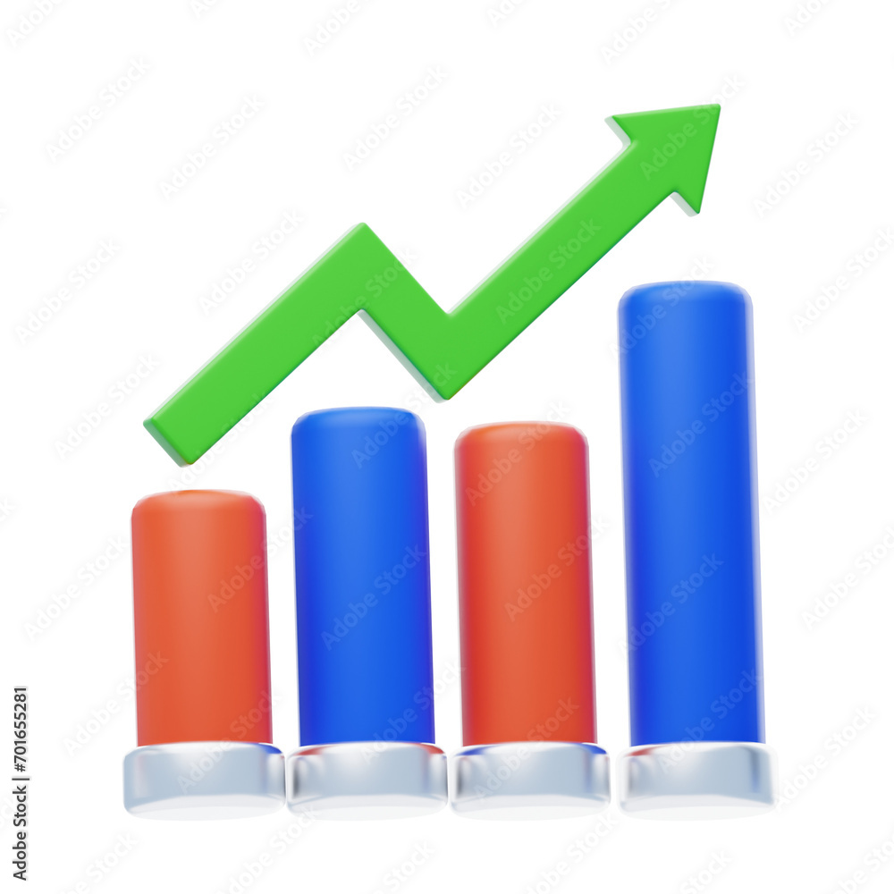 Poster visualizing success 3d growth graph. visualizing achievements 3d growth chart dynamics. 3d illustrat