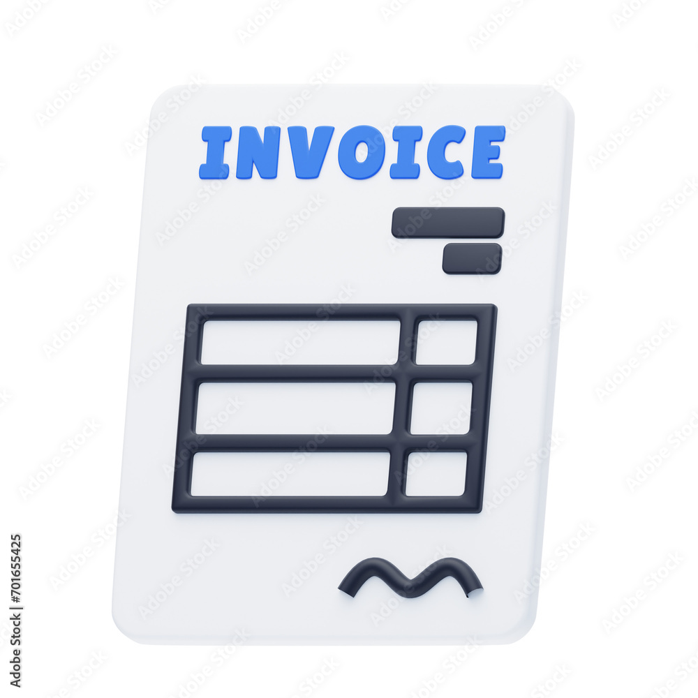 Poster elevated billing visuals 3d invoice document. 3d invoice bill representation. 3d illustration, 3d el