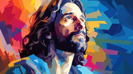 Portrait of Jesus In Pop Art Style