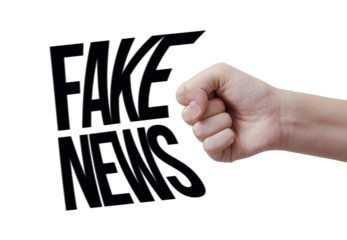 Aggressive fist punching fake news