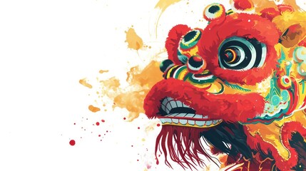 Obraz premium Chinese Lion Dance Card Design
