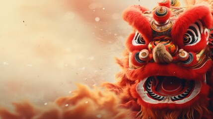 Fototapeta premium Chinese Lion Dance Card Design