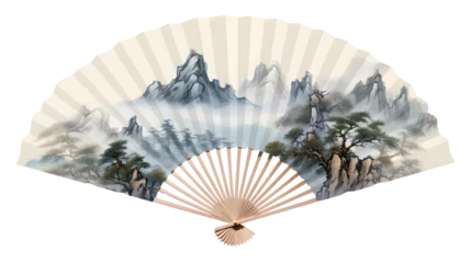 Poster Chinese folding fan Chinese mountains. Isolated on Transparent background. © Ziyan Yang