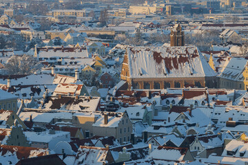 Heiliggeistkirche in Landshut, Bavaria in winter with snow