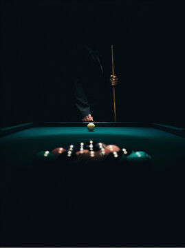 Mysterious Man at Pool Billiard Table Dark Mood
