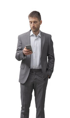 Corporate businessman using a smartphone