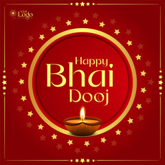 Vector Bhai Dooj Indian festival celebration greeting card with creative background.