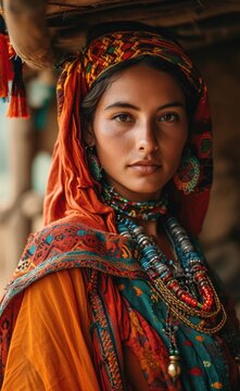 Photo of middle eastern woman wearing ethnic clothing