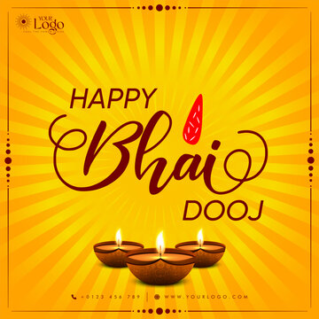 Vector Bhai Dooj Indian festival celebration greeting card with creative background.