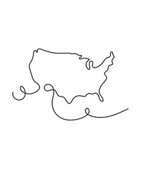 usa map one line art, vector best line icon.