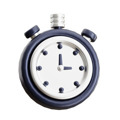 Timing Elegance 3D Black Stopwatch Illustration. Innovative Chronometer Display 3D Black Stopwatch Concept. 3d illustration, 3d element, 3d rendering. 3d visualization isolated on a transparent backgr