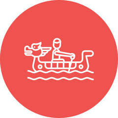 Dragon Boat Racing Line Icon