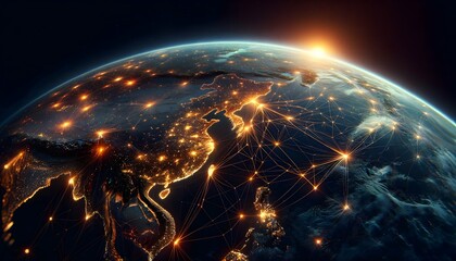 Concept of Global Network Connections  - Rendering