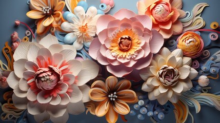 3D Blooming Flower Colorful Floral Fantasy