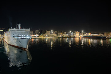 view of the city by the port