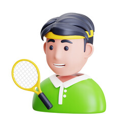Court Presence 3D Tennis Player Illustration. Interactive Sports Figure 3D Tennis Player. 3d illustration, 3d element, 3d rendering. 3d visualization isolated on a transparent background