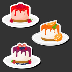 Illustration on theme fresh sweet tasty cheesecake of consisting various ingredients