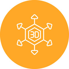 3D Modeling Line Icon