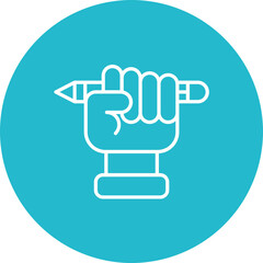 Hand And Pencil Line Icon