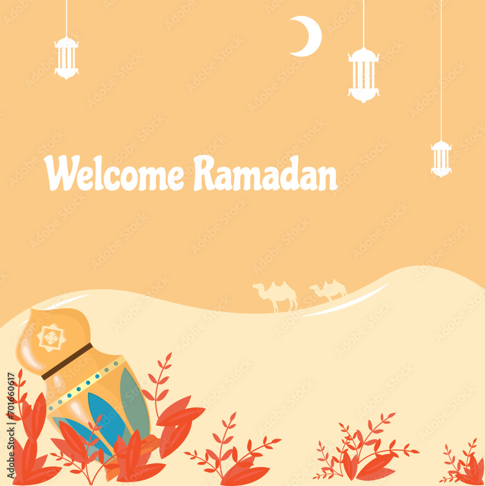 Wall mural vector illustration welcome ramadan kareem