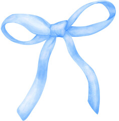 Blue Coquette bow watercolor