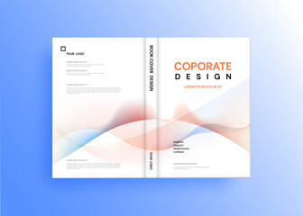 Brochure template layout, cover design annual report, magazine, flyer in A4 with blue wavy lines for business, education, advertisement. Vector illustration.
