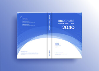 Brochure template layout, cover design annual report, magazine, flyer in A4 with blue wavy lines for business, education, advertisement. Vector illustration.