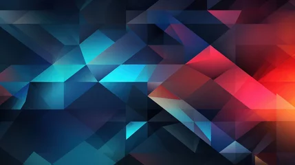 Fotobehang Abstract red blue geometric polygonal shape background. Generate AI image © Leafart