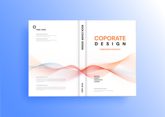 Brochure template layout, cover design annual report, magazine, flyer in A4 with blue wavy lines for business, education, advertisement. Vector illustration.