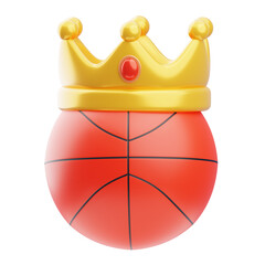 Crowning Glory: Majestic 3D Illustration of the Basketball King. 3d illustration, 3d element, 3d rendering. 3d visualization isolated on a transparent background