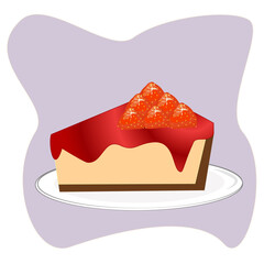 Cartoon anime cheesecake with jam strawberry 