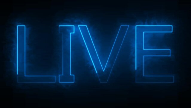 Blue neon light live sign streaming template video