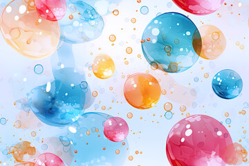 seamless pattern with multicolored colored colorful soap bubbles on white background