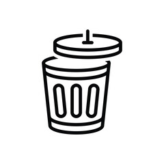 Black line icon for bin