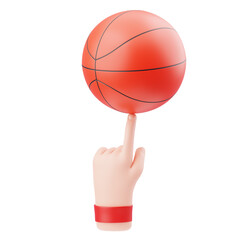 Whirlwind Hoops: Captivating 3D Visualization of a Spinning Basketball. 3d illustration, 3d element, 3d rendering. 3d visualization isolated on a transparent background