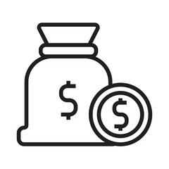 Coin money bag line icon.