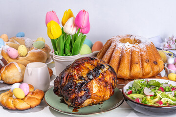 Festive Easter dinner or brunch table