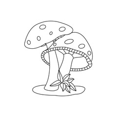 Continuous single-line art of mushroom. Cute mushroom one-line drawing vector and illustration