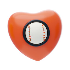 Home Run Hearts: The Artistry of 3D Illustrations in Baseball Love. 3d illustration, 3d element, 3d rendering. 3d visualization isolated on a transparent background