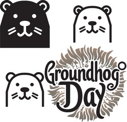 Groundhog Day Design Typography with Icon Elements