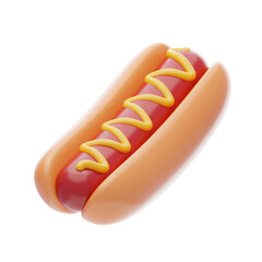 Sizzling Sausage Sensation: A 3D Culinary Tour of Hot Dogs. 3d illustration, 3d element, 3d rendering. 3d visualization isolated on a transparent background