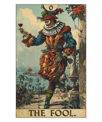 Vintage Tarot Card Number 0 The Fool