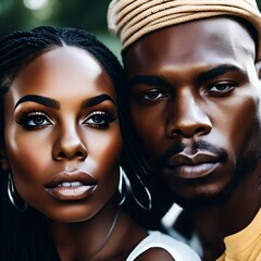 beautiful portrait of an african american black Jamaican woman and man couple