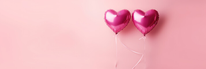 Heart shape air balloon on a pink background. Concept of love, Valentin's day, wedding celebration