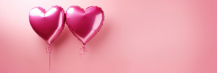 Heart shape air balloon on a pink background. Concept of love, Valentin's day, wedding celebration